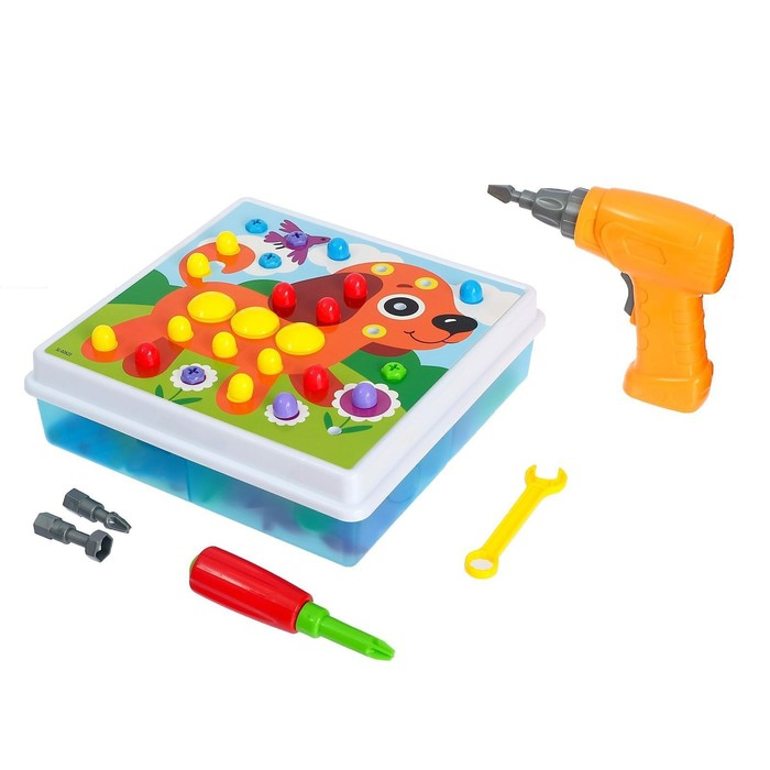 3D-мозаика «Ферма», с шуруповёртом, 6 картинок, 3+