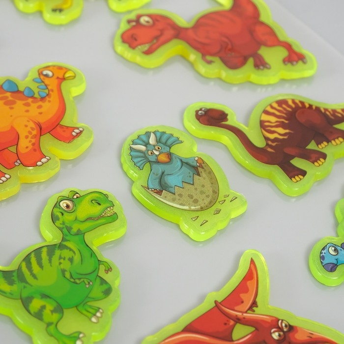 Наклейка силикон на стекло фосфорная Наклейка силикон на стекло фосфорная "Динозаврики" 20х16 см