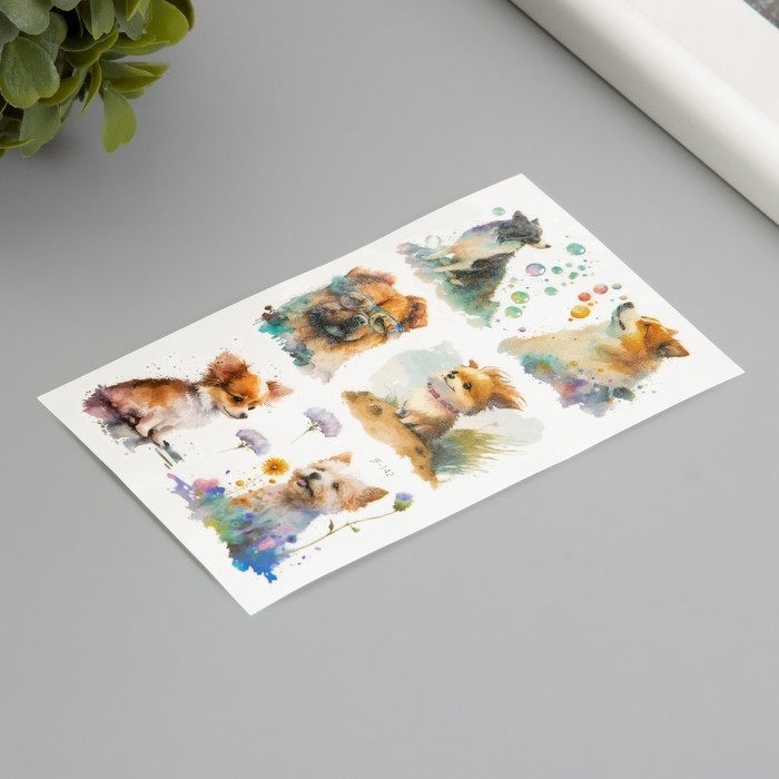 Татуировка на тело фосфорные с блёстками Татуировка на тело фосфорные с блёстками "Собачки" 7,5х12 см