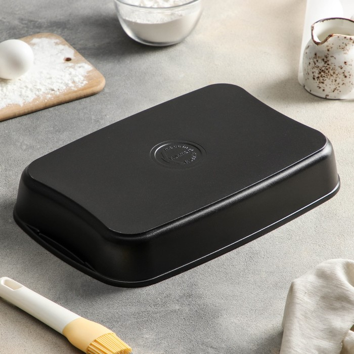 Противень «Традиция», 33,4×22,2×5,5 см, антипригарное покрытие, цвет чёрный Противень «Традиция», 33,4×22,2×5,5 см, антипригарное покрытие, цвет чёрный