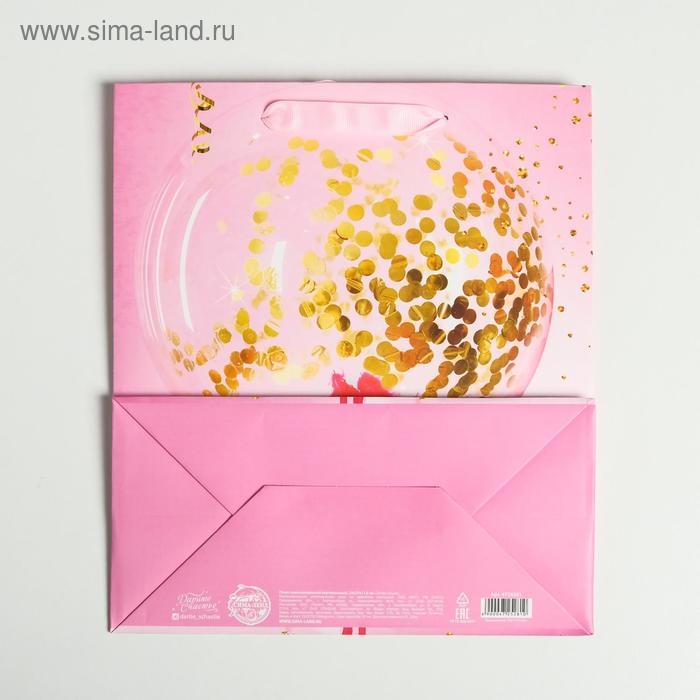 Пакет подарочный ламинированный вертикальный, упаковка, &laquo;С Днем Рождения!&raquo;, ML 23 х 27 х 11,5 см