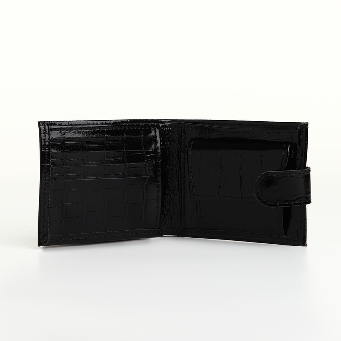 Портмоне мужское на кнопке, TEXTURA, для карт, для монет, цвет чёрный