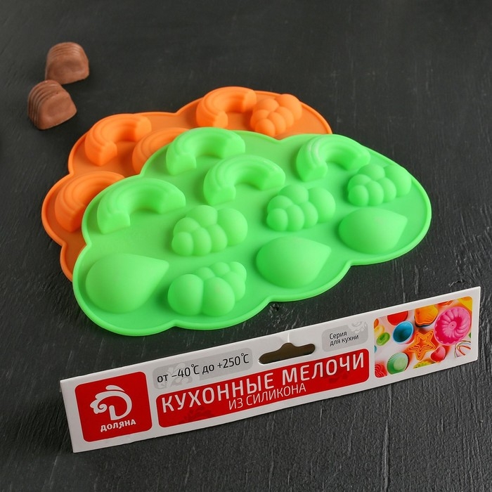 Форма для шоколада Доляна «Погода», силикон, 22,5×14,5×1,5 см, 11 ячеек, цвет МИКС Форма для шоколада Доляна «Погода», силикон, 22,5×14,5×1,5 см, 11 ячеек, цвет МИКС