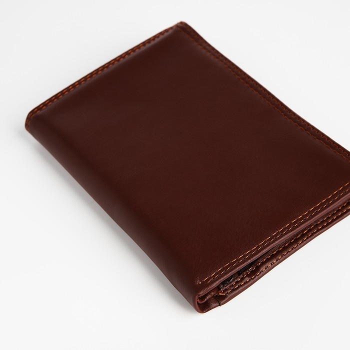 Портмоне мужское без застёжки, 3 в 1, отдел автодокументов, паспорта, карт, купюр, цвет коричневый Портмоне мужское без застёжки, 3 в 1, отдел автодокументов, паспорта, карт, купюр, цвет коричневый