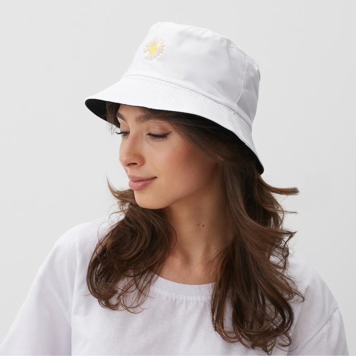 Панама двусторонняя MINAKU «Ромашка» цвет белый, размер 56-58