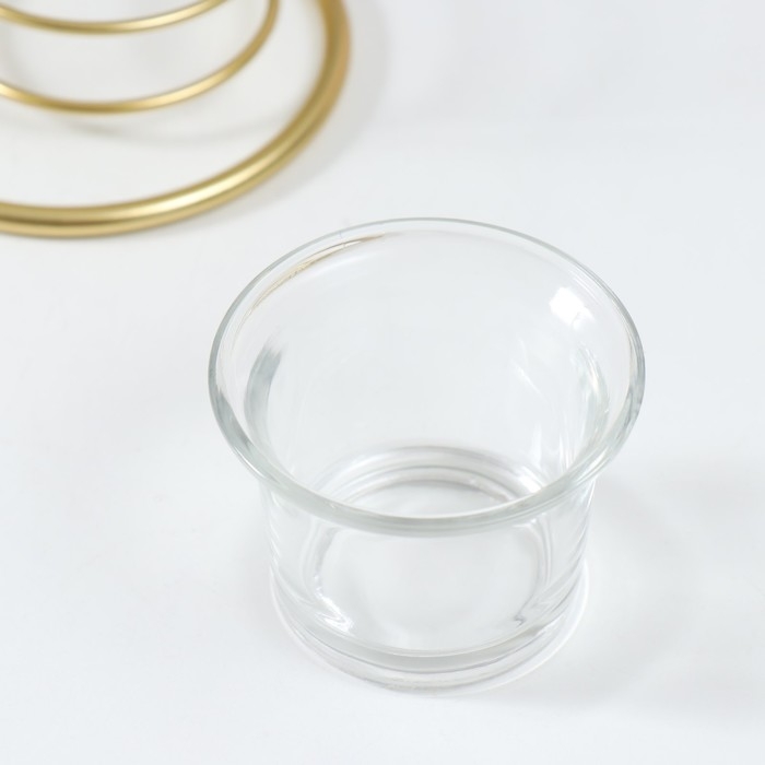 Подсвечник металл на 1 свечу  Подсвечник металл на 1 свечу "Кленовые листья в круге" d=4,5 см золото 16х9,5х21 см