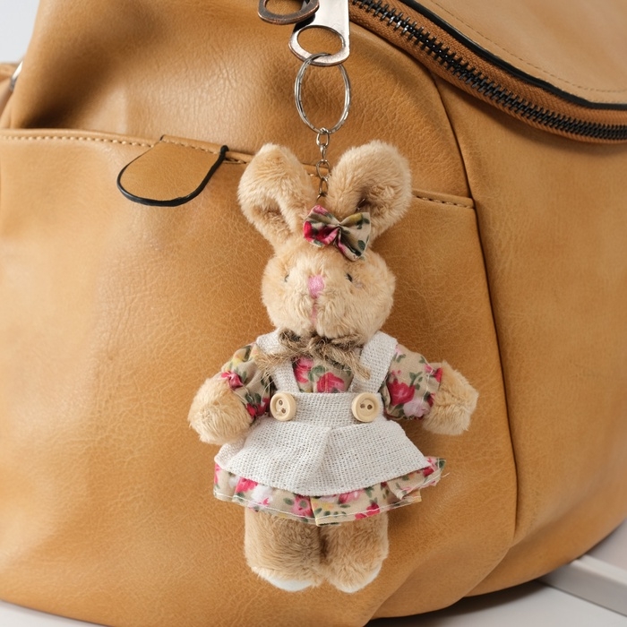 Брелок текстиль Брелок текстиль "Зайка в цветочном сарафане" 8,5х4х14 см