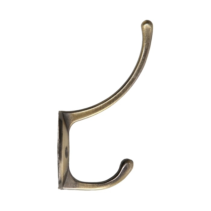 Крючок мебельный ТУНДРА TKD012, двухрожковый, бронза Крючок мебельный ТУНДРА TKD012, двухрожковый, бронза
