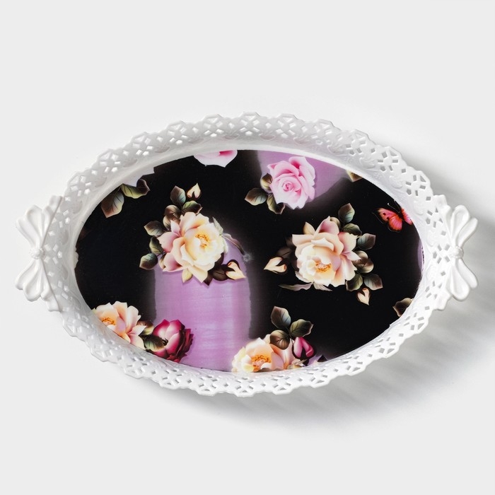 Поднос овальный Доляна «Пастораль», 36×22×5 см, цвет МИКС Поднос овальный Доляна «Пастораль», 36×22×5 см, цвет МИКС