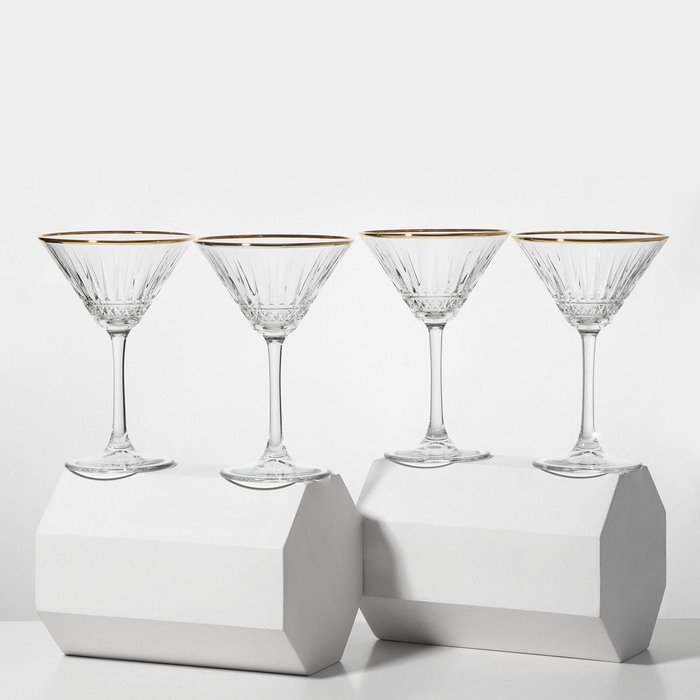 Набор стеклянных фужеров Elysia, 220 мл, 4 шт, золотая кайма Набор стеклянных фужеров Elysia, 220 мл, 4 шт, золотая кайма