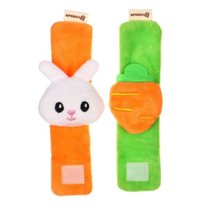 Набор погремушек-браслетов на ручку «Зайка» набор 2 шт, Крошка Я Набор погремушек-браслетов на ручку «Зайка» набор 2 шт, Крошка Я