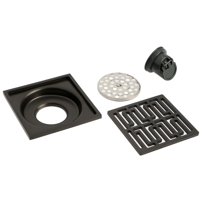 Трап ZEIN, 100х100 мм, вертикальный, d=32 мм, нержавеющая сталь, серый