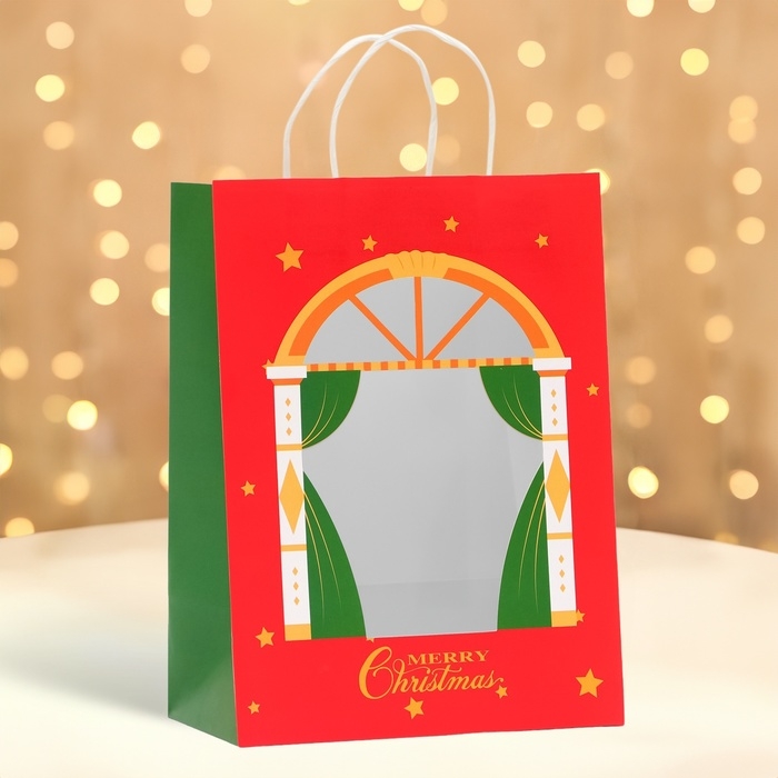 Пакет подарочный новогодний с окном Пакет подарочный новогодний с окном "Театр" 30 х 22 х 14 см.