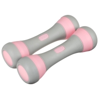 Гантель пластиковая ONLYTOP, 2 шт., 2 кг, цвет серый/розовый
