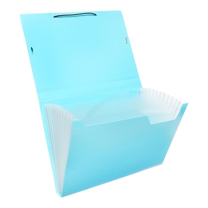 Папка картотека А4, Calligrata Папка картотека А4, Calligrata "Акварель", 13 отделений, пластиковая, 700 мкм, бирюзовая, резинка чёрная