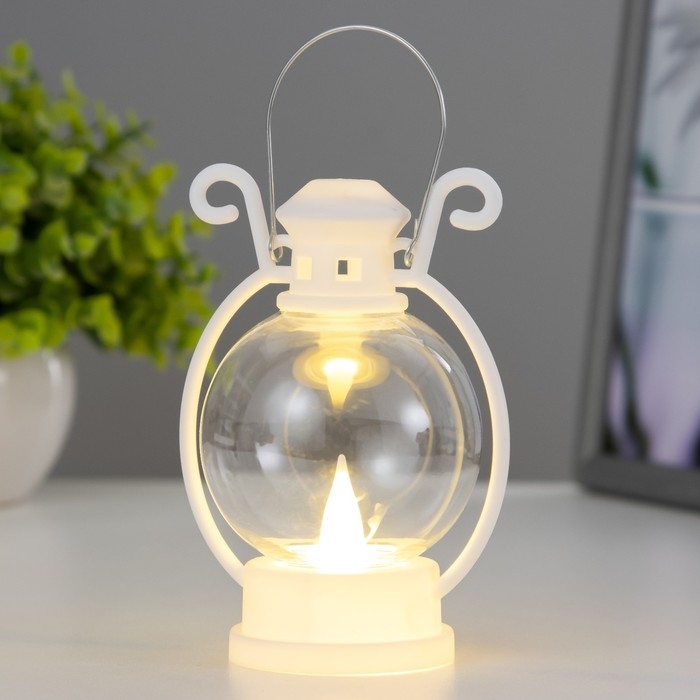 Ночник "Свечка в фонаре" 3хLR1130 белый 8х8х12 см RISALUX