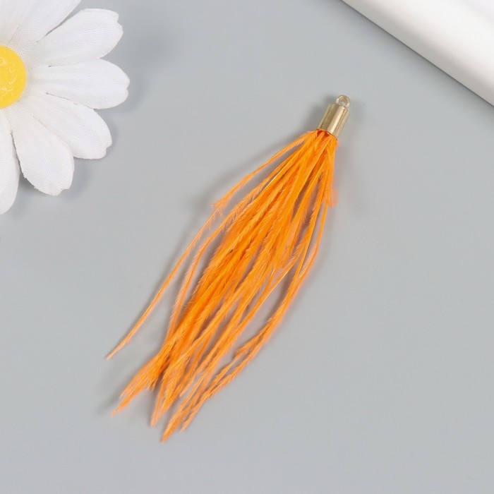 Декор для творчества перо Декор для творчества перо "Кисть Страус" набор 2 шт персик 9х0,5 см