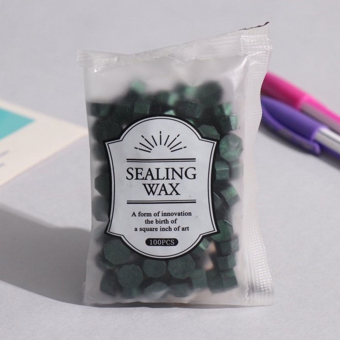 Сургуч в гранулах Сургуч в гранулах "Зелёный" перламутр набор 100 капсул