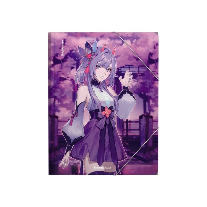 Папка на резинке A4, 550 мкм, ErichKrause  Папка на резинке A4, 550 мкм, ErichKrause "Manga (Lilac)", до 300 листов, тиснение "песок"