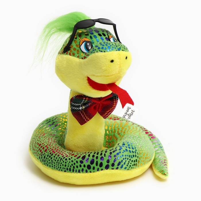 Мягкая игрушка «Змея», в темных очках, 15 см, цвет зелёный Мягкая игрушка «Змея», в темных очках, 15 см, цвет зелёный