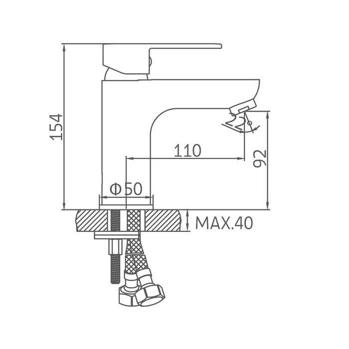 Смеситель для раковины Accoona A9054, однорычажный, латунь, хром Смеситель для раковины Accoona A9054, однорычажный, латунь, хром