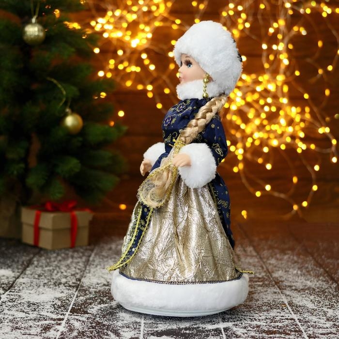 Снегурочка  Снегурочка "В рождественской синей шубке" 17х35 см