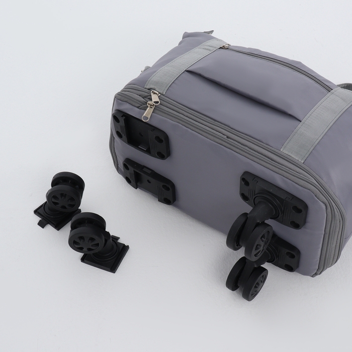 Сумка дорожная на колёсах, с увеличением, наружный карман, держатель для чемодана, цвет серый Сумка дорожная на колёсах, с увеличением, наружный карман, держатель для чемодана, цвет серый