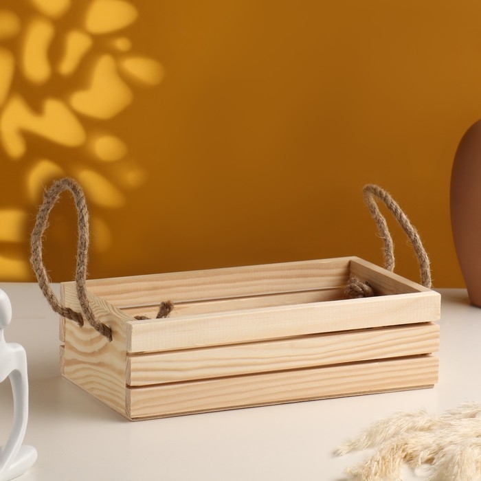 Кашпо деревянное ручки веревки 24,5х13,5х7 см Кашпо деревянное ручки веревки 24,5х13,5х7 см