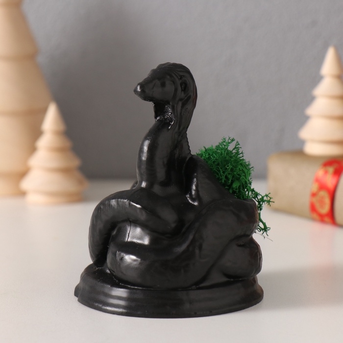 Сувенир  Сувенир "Змея Гликон" со мхом  6,5*8,5*3 см черная (мох зелен стабил)