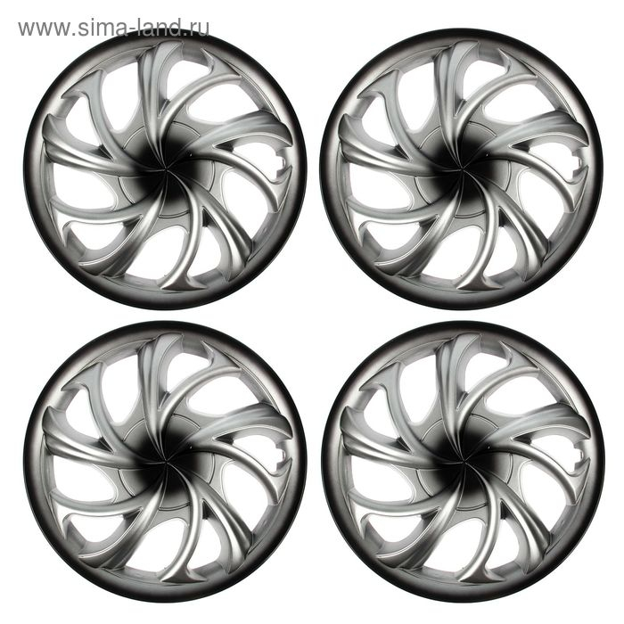 Колпаки колесные R14 Колпаки колесные R14 "ФЛАЙ", серебристо-черный, комплект 4 шт