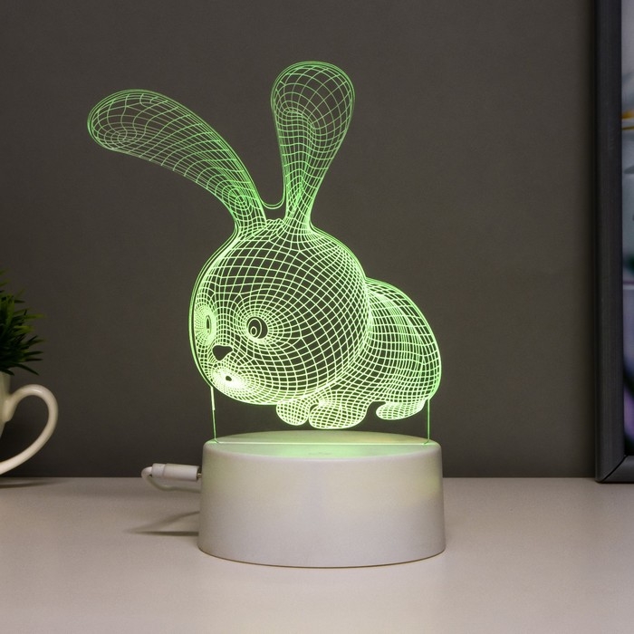 Светильник сенсорный  Светильник сенсорный "Кролик" LED 7 цветов USB/от батареек белый