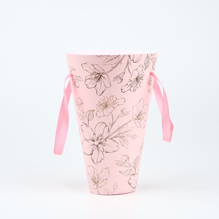 Пакет для цветов конусный круглый складной на лентах «Цветы», 15 х 23.3 х 7.5 см Пакет для цветов конусный круглый складной на лентах «Цветы», 15 х 23.3 х 7.5 см