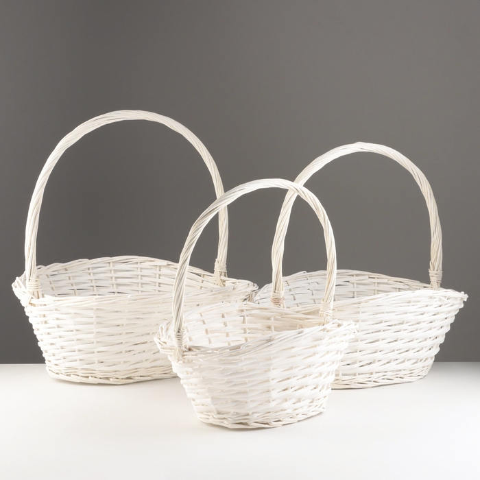 Набор корзин из 3 шт, 50х43х22х17х48 см, 43х36х20х16х42 см, 36х29х18х14х35 см, ива Набор корзин из 3 шт, 50х43х22х17х48 см, 43х36х20х16х42 см, 36х29х18х14х35 см, ива