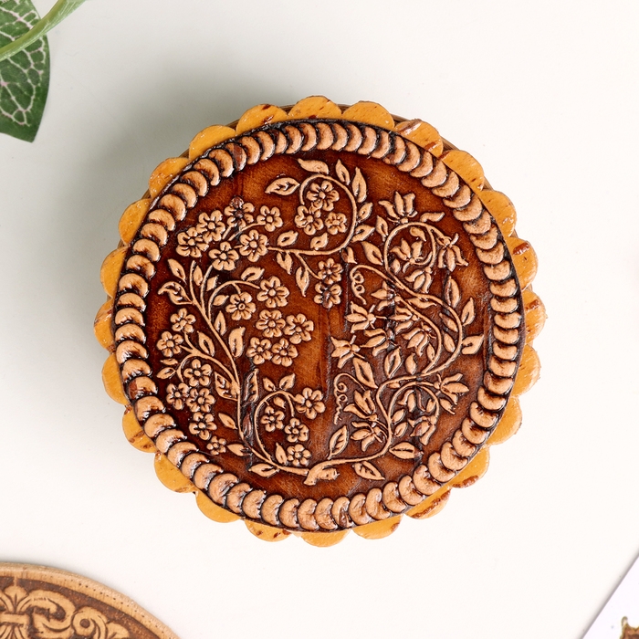 Шкатулка  Шкатулка "Вьюнок", 70 х 35 мм, береста