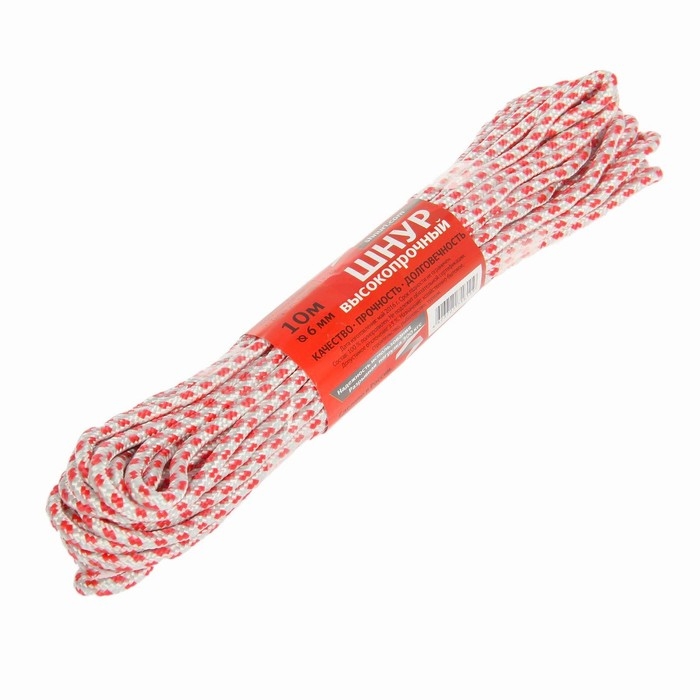 Шнур высокопрочный Доляна, d=6 мм, 10 м, цвет МИКС Шнур высокопрочный Доляна, d=6 мм, 10 м, цвет МИКС