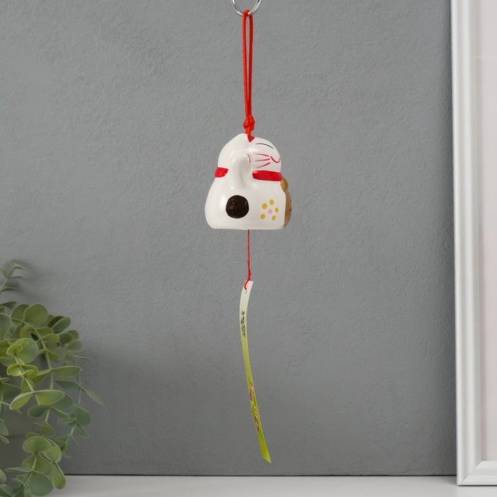 Сувенир керамика колокольчик Сувенир керамика колокольчик "Манэки-нэко" белый 6х6,5х5,5 см