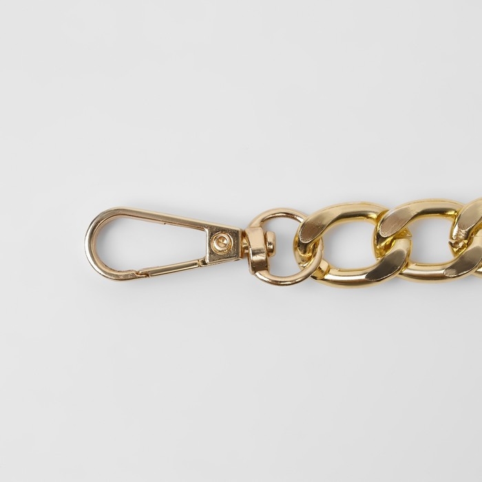 Цепочка для сумки, с карабинами, металлическая, плоская, 18 × 13 мм, 60 см, цвет золотой