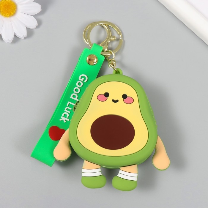 Брелок кошелёк с карабином, ремешком силикон Брелок кошелёк с карабином, ремешком силикон "Авокадинка" 3х9х9 см