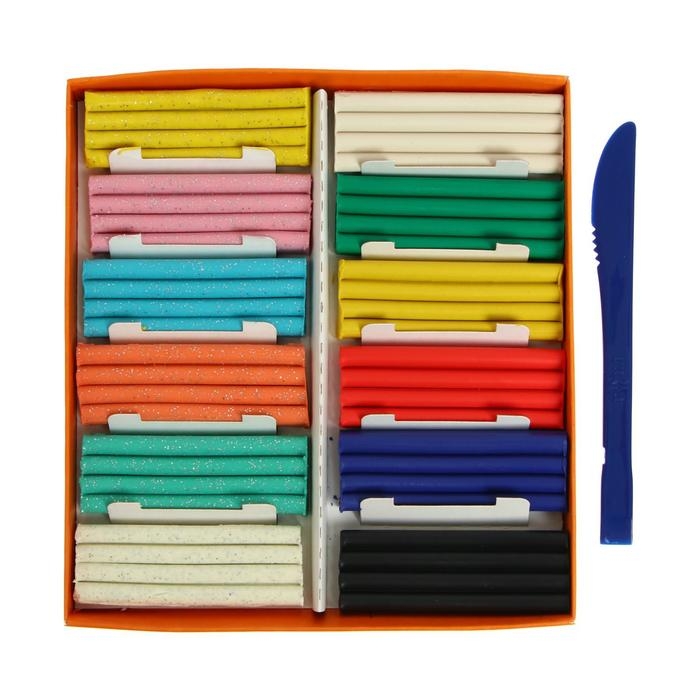 Пластилин 12 цветов 168 г, (6 классических + 6 с блёстками) Гамма Пластилин 12 цветов 168 г, (6 классических + 6 с блёстками) Гамма "Оранжевое солнце", со стеком, картонная упаковка 130520205