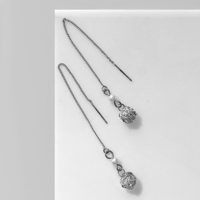 Серьги с жемчугом «Цепочки» шарик переплетение, цвет МИКС Серьги с жемчугом «Цепочки» шарик переплетение, цвет МИКС