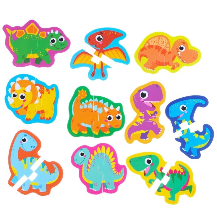 Мягкий пазл для малышей «Динозаврики», 10 пазлов, Крошка Я Мягкий пазл для малышей «Динозаврики», 10 пазлов, Крошка Я