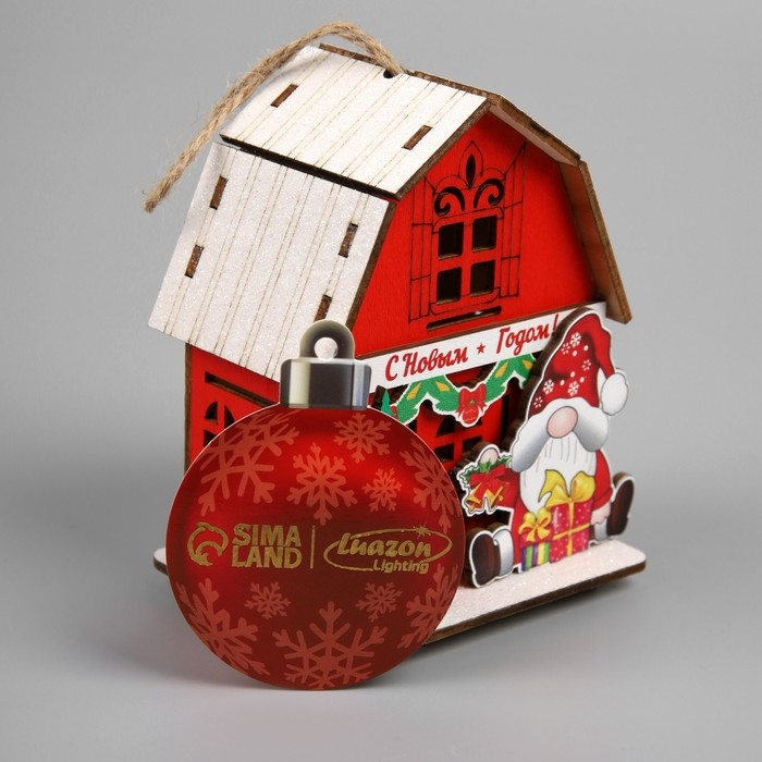 Подвеска световая Подвеска световая "Дом Деда Мороза", 8.5х5.5х11 см, 1 LED, AG10x3 (в компл.), свечение тёплое белое