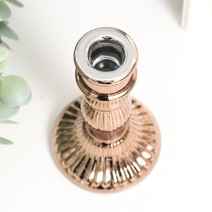 Подсвечник стекло на 1 свечу "Колонна с шарами" позолота 15,5х8,5х8,5 см   9616765