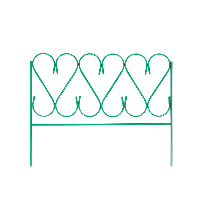Ограждение декоративное, 54 × 340 см, 5 секций, металл, зелёное, «Изящный»