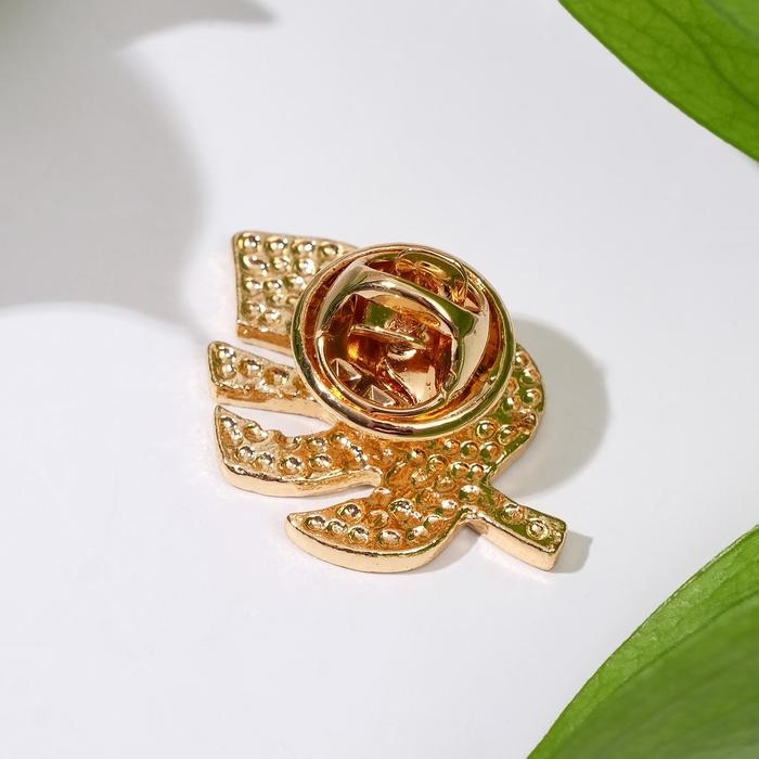 Значок «Лист монстеры», цвет зелёный в золоте Значок «Лист монстеры», цвет зелёный в золоте