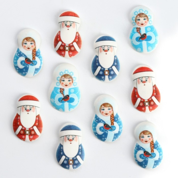 Новый год! Посыпка медальоны сахарная с картинкой микс: &laquo;Дед Мороз и Снегурочка&raquo;, для декора капкейков, торта, напитков, 20 гр