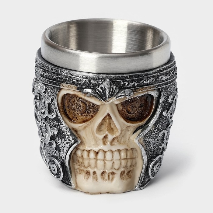 Стопка из нержавеющей стали «Череп в шлеме. Хэллоуин», 70 мл, цвет серебряный Стопка из нержавеющей стали «Череп в шлеме. Хэллоуин», 70 мл, цвет серебряный