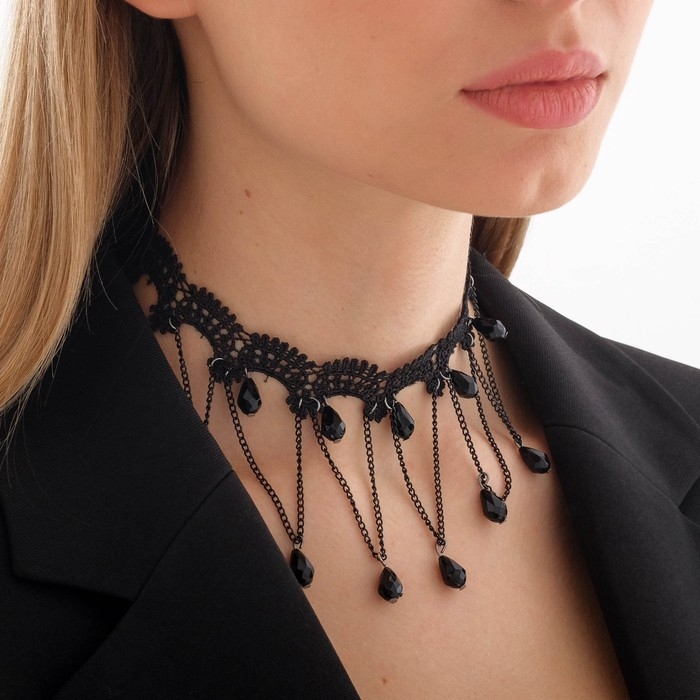 Чокер «Госпожа» овалы и цепочки, цвет чёрный,30 см Чокер «Госпожа» овалы и цепочки, цвет чёрный,30 см
