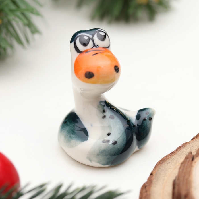 Новый год. Сувенир символ года  Новый год. Сувенир символ года "Змея Пупс", вид 2, гжель, цвет, 4 см