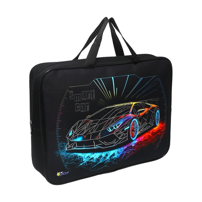 Папка с ручками текстильная А4, 350 х 265 х 80 мм, ПМД 4-22, Папка с ручками текстильная А4, 350 х 265 х 80 мм, ПМД 4-22, "Smart car"